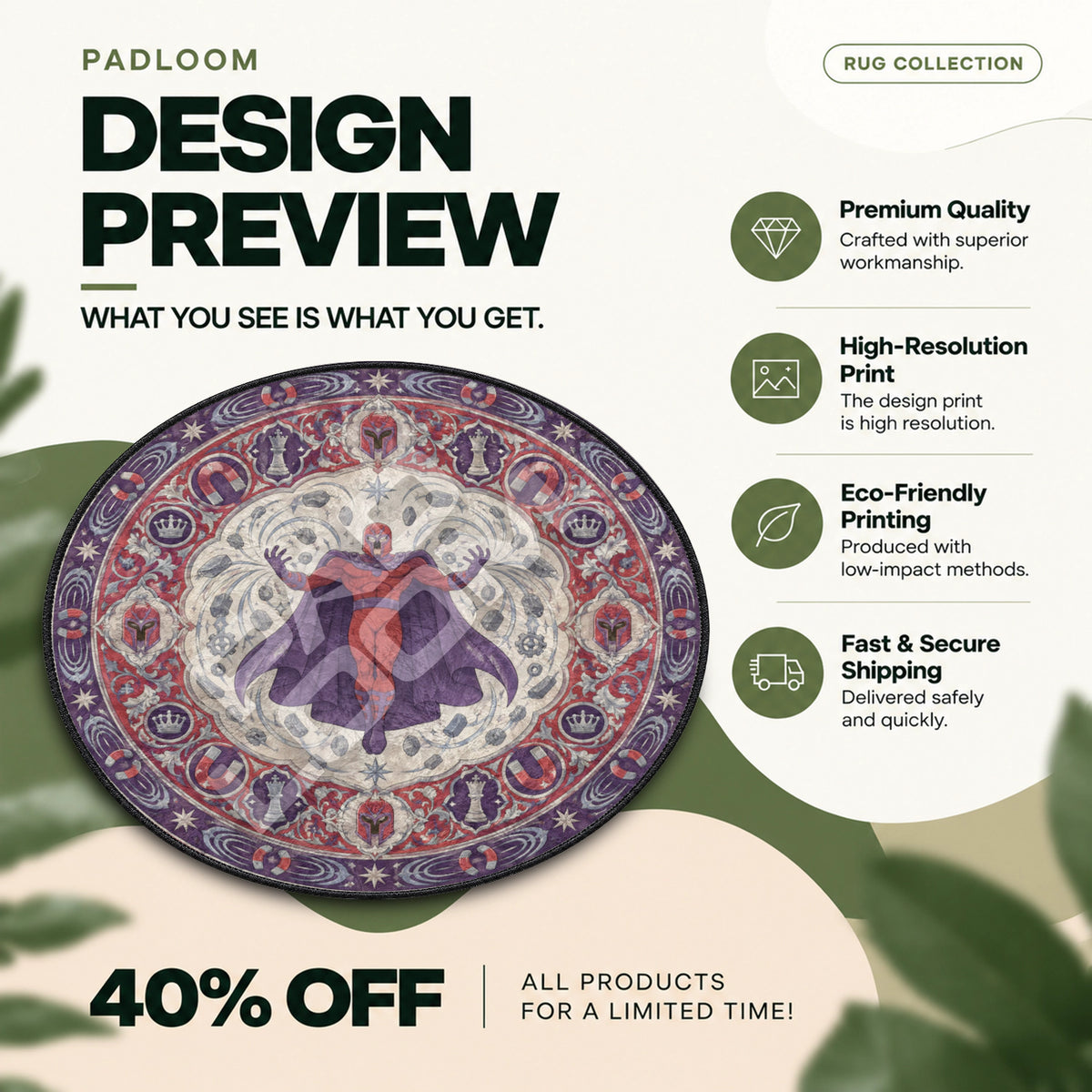 Magneto Crimson Round Rug - Marvel Chair Mat
