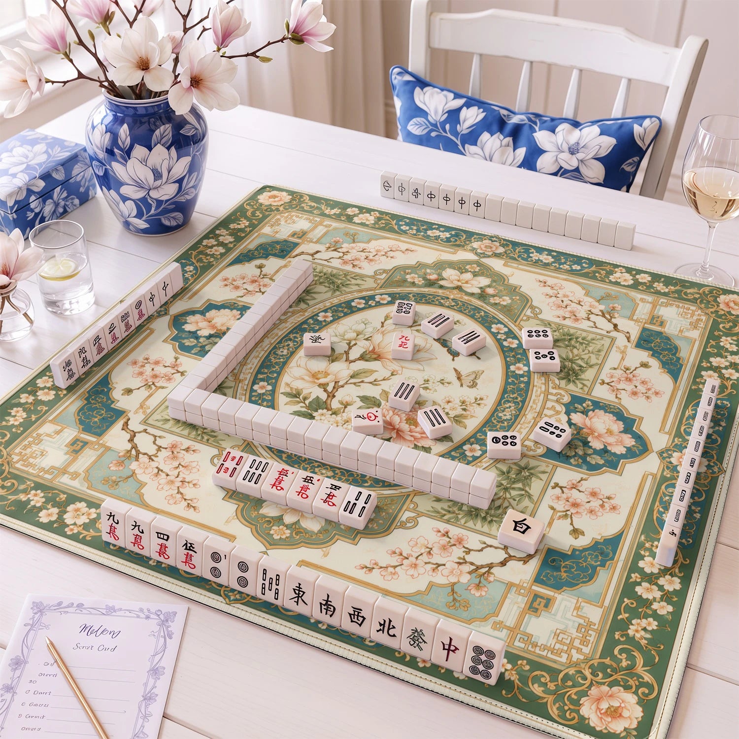 Magnolia Cameo mahjong mat – M (60x60 cm) and L (81x81 cm) sizes
