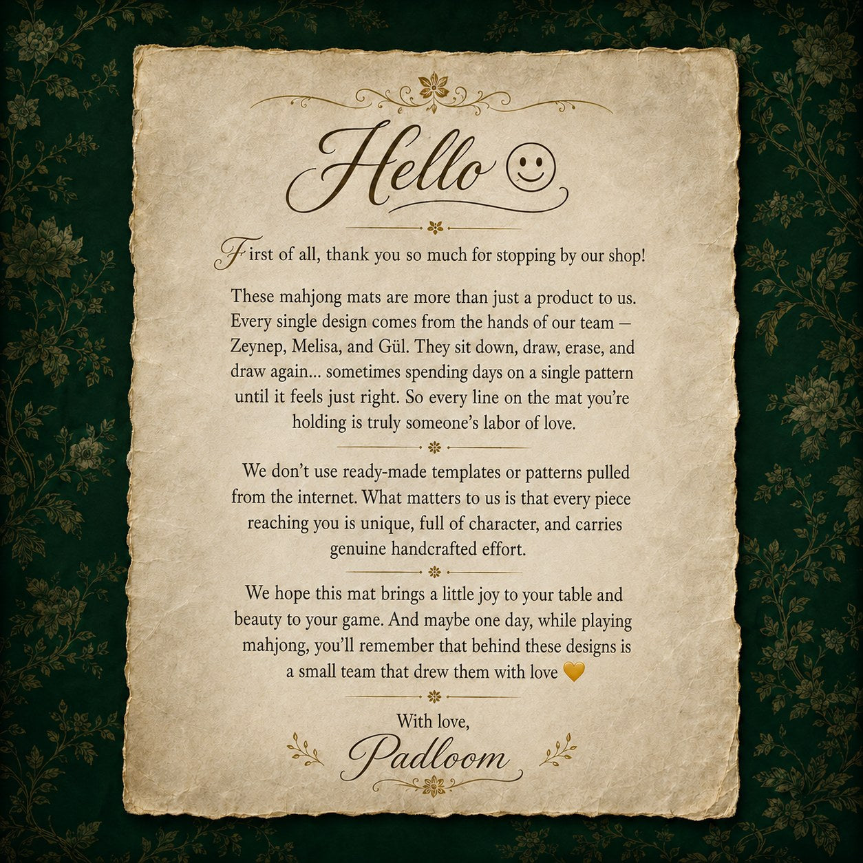 Thank-you letter from the Padloom design team