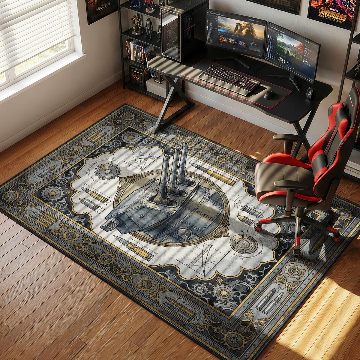 Main Battery Blueprint Rug - World of Warships Chair Mat