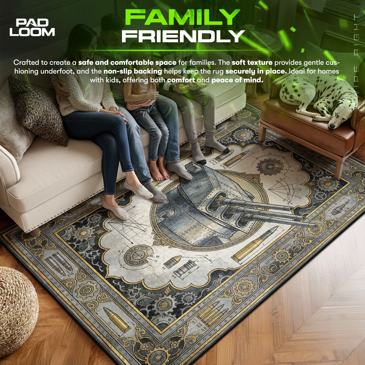 Main Battery Blueprint Rug - World of Warships Chair Mat