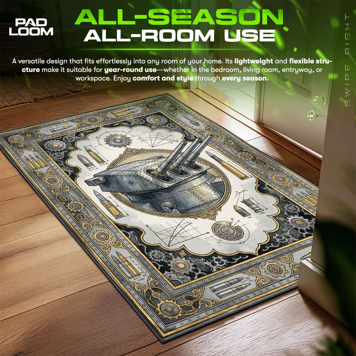 Main Battery Blueprint Rug - World of Warships Chair Mat