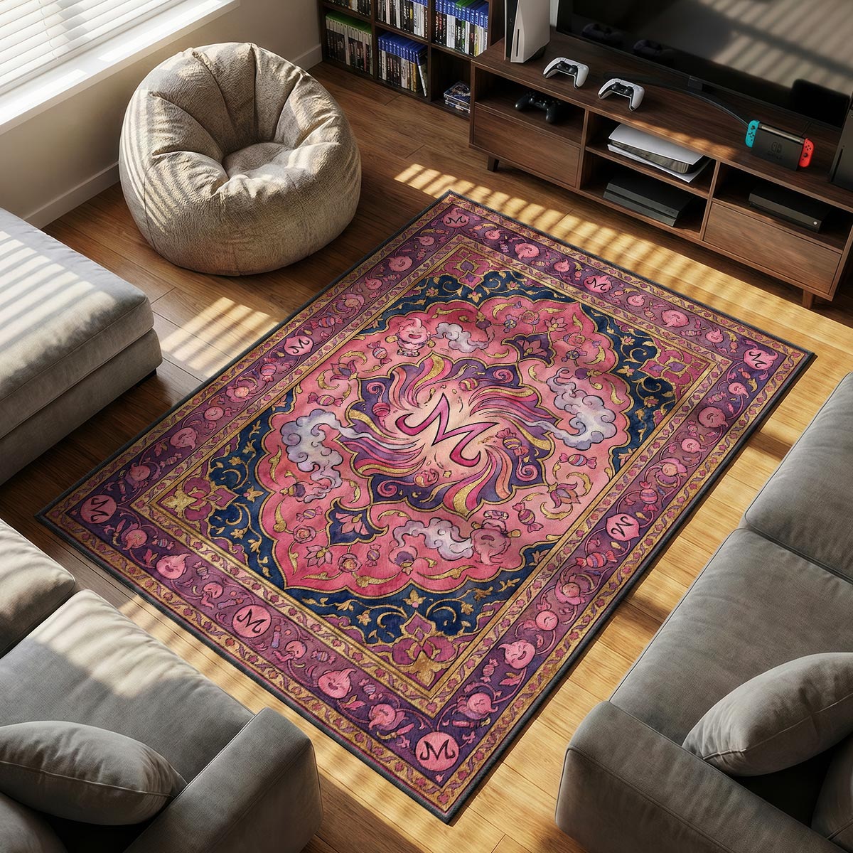 Majin Symbol themed area rug for home decor fans