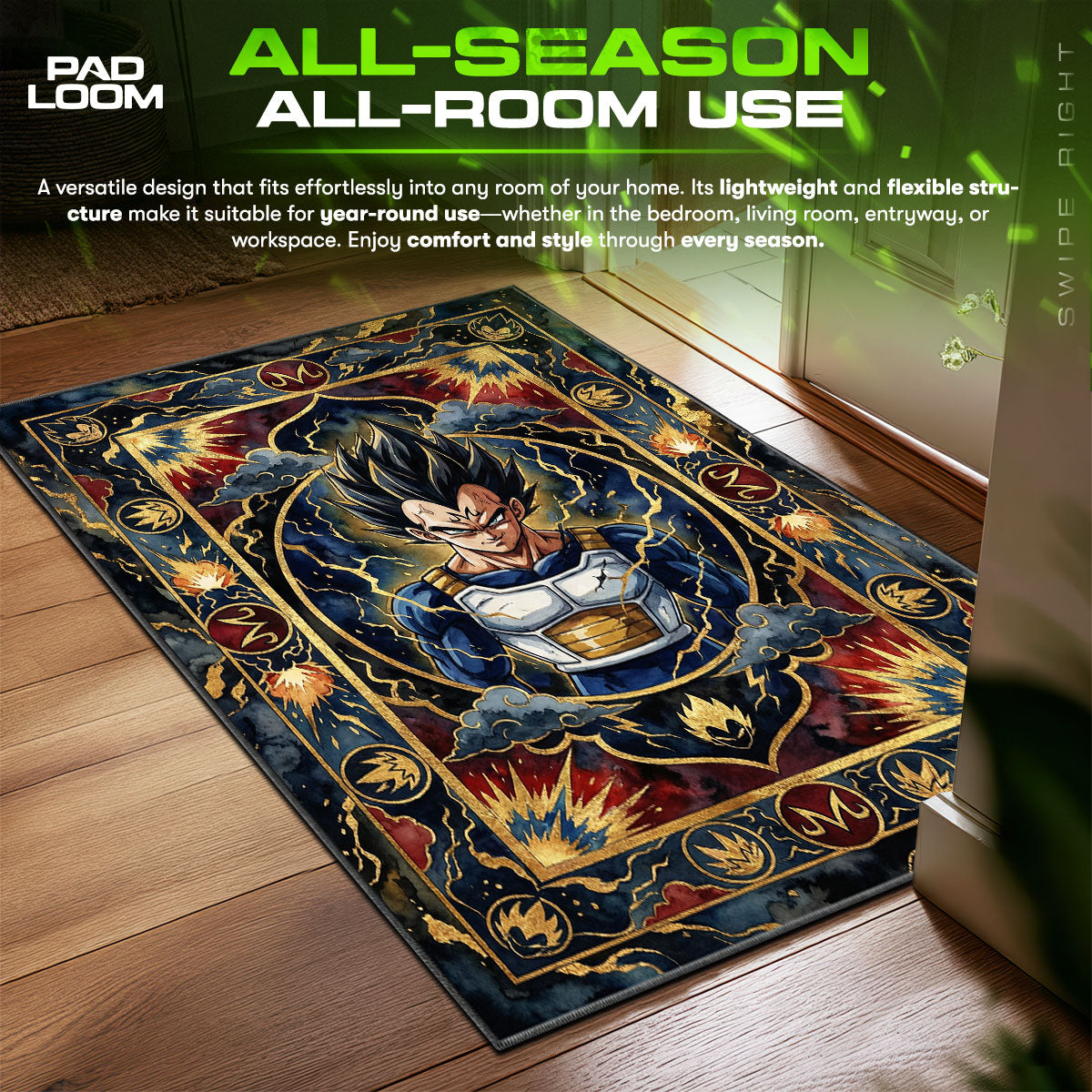Majin Vegeta Dragon Ball Z Chair fan rug — premium quality print