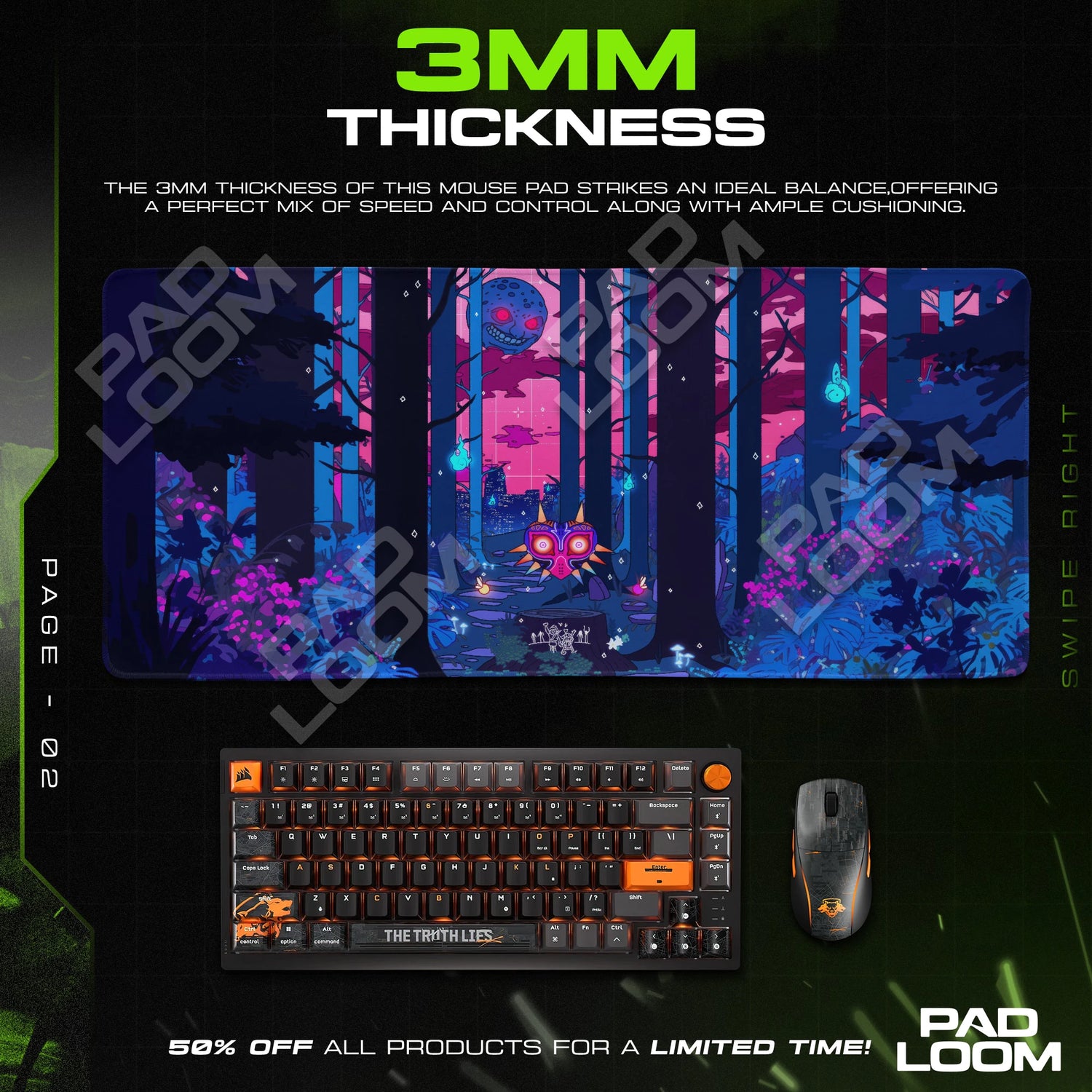 Majora's Mask Neon Woods Mouse Pad - Zelda Desk Mat