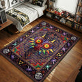 Majora's Mask surrounded by cursed moons glowing fairies and ocarinas ornate dark fantasy art style movie themed area rug and home theater mat