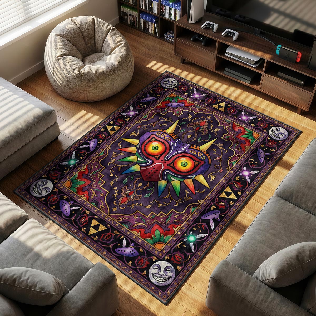 Majora's Mask themed area rug for home decor fans
