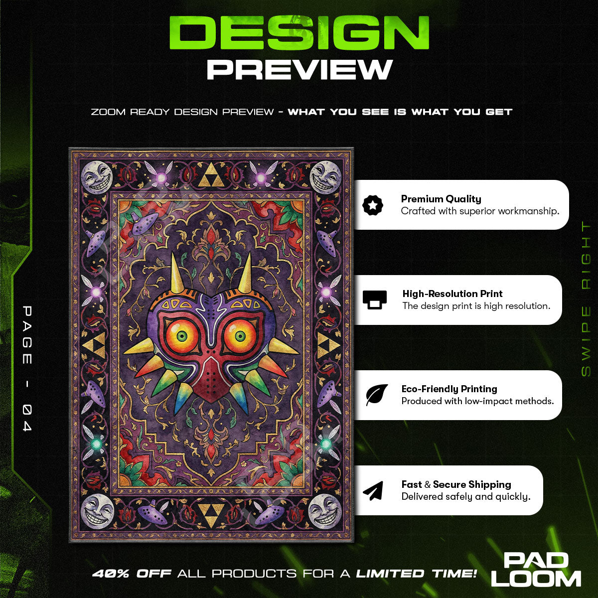 Room character design printed on rug