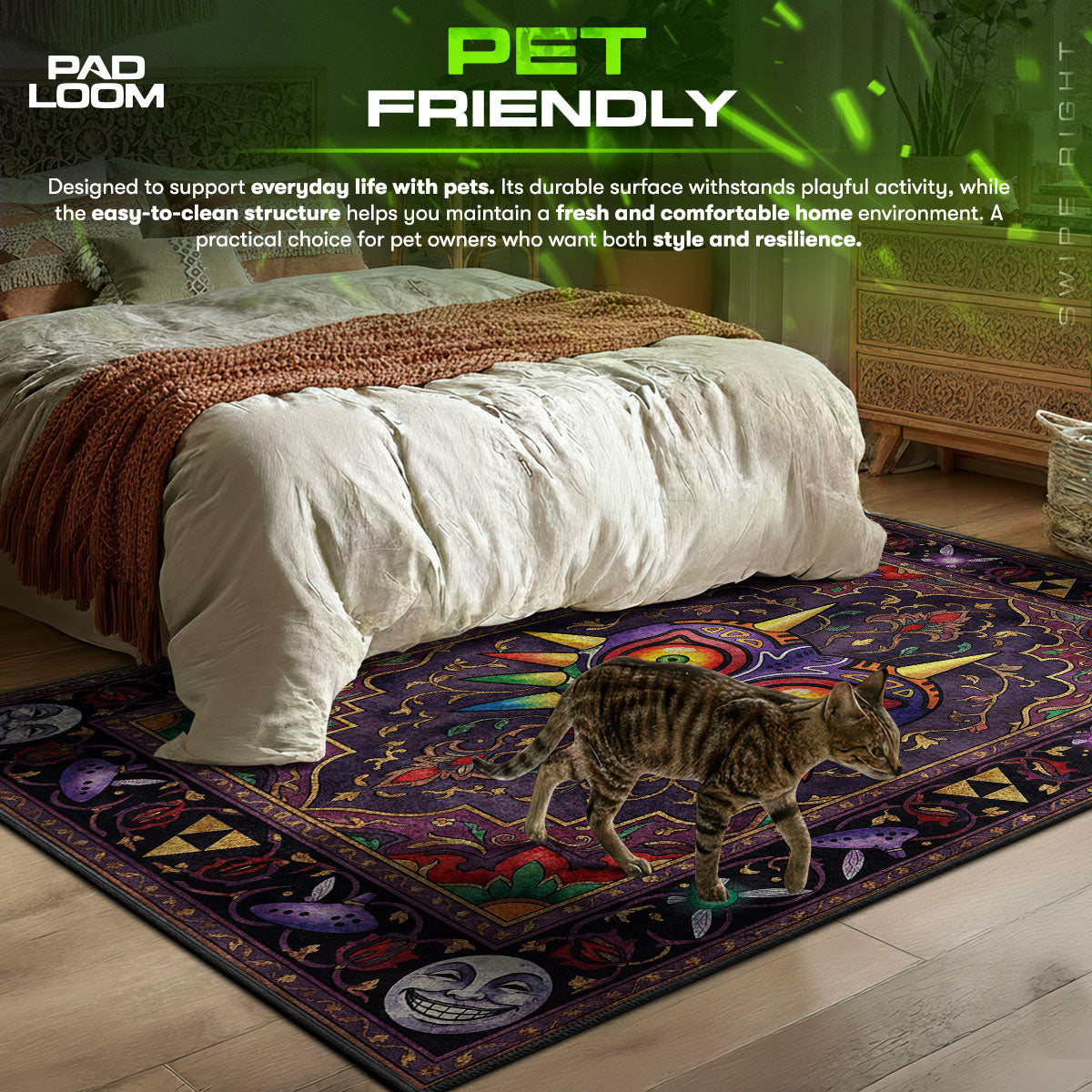 Detailed close-up of Majora's rug pattern