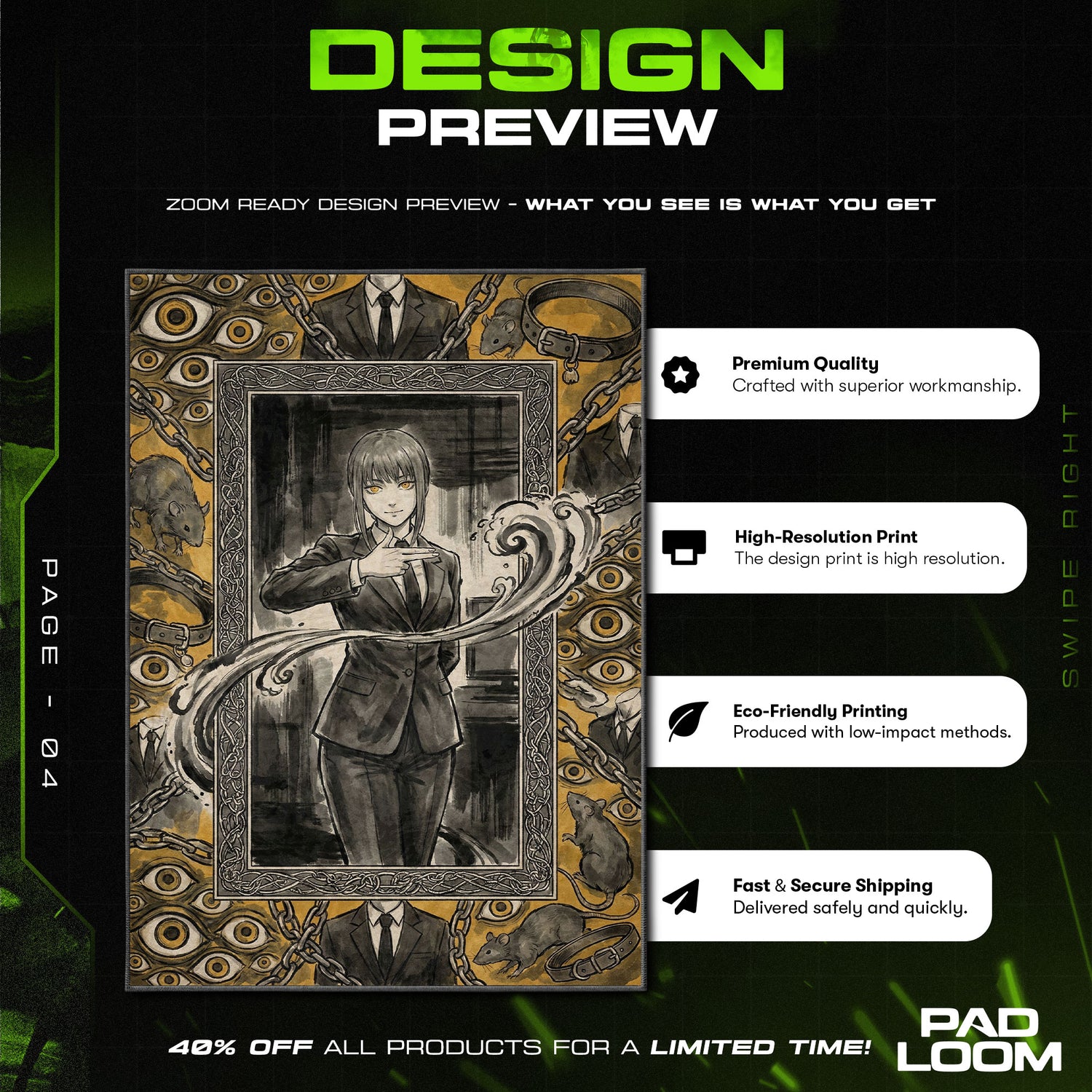 Chair character design printed on rug