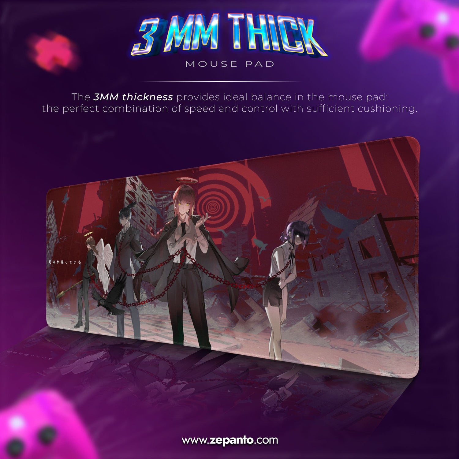 Makima Control Squad Mouse Pad - Crimson Chains Anime Desk Mat Padloom