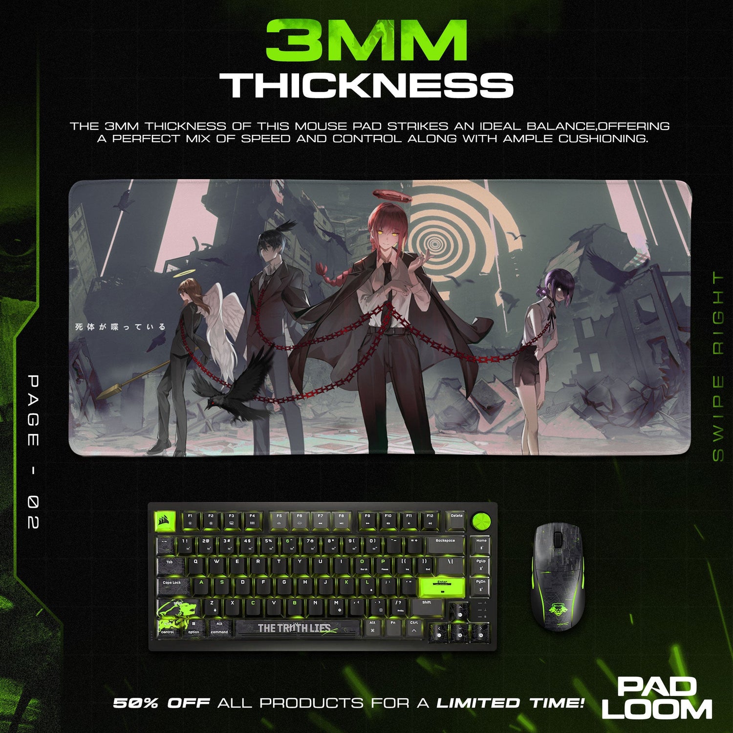 Makima Control Squad Mouse Pad - Aesthetic Chains Anime Desk Mat Padloom