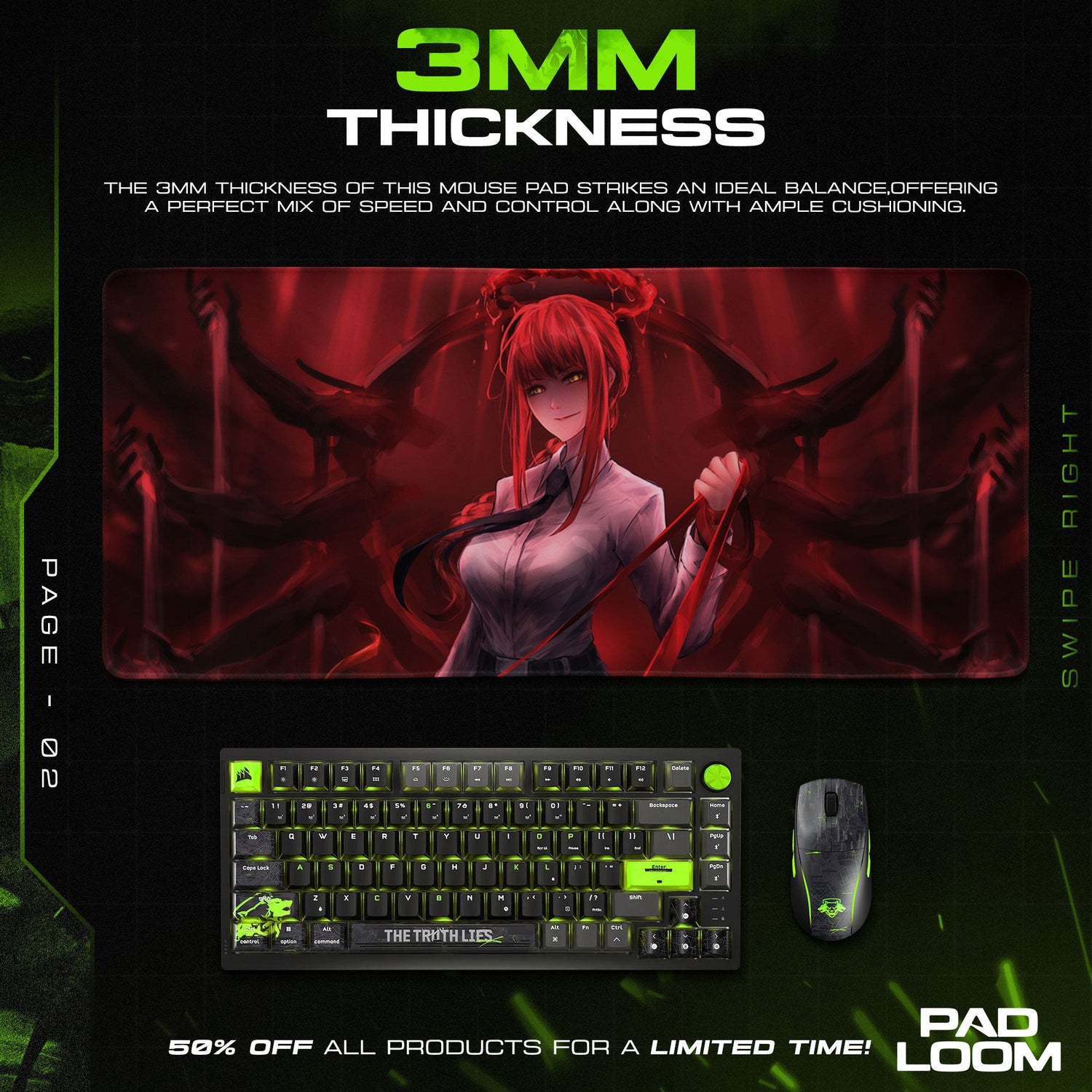 Makima Mouse Pad - Devil Control Anime Desk Mat Padloom