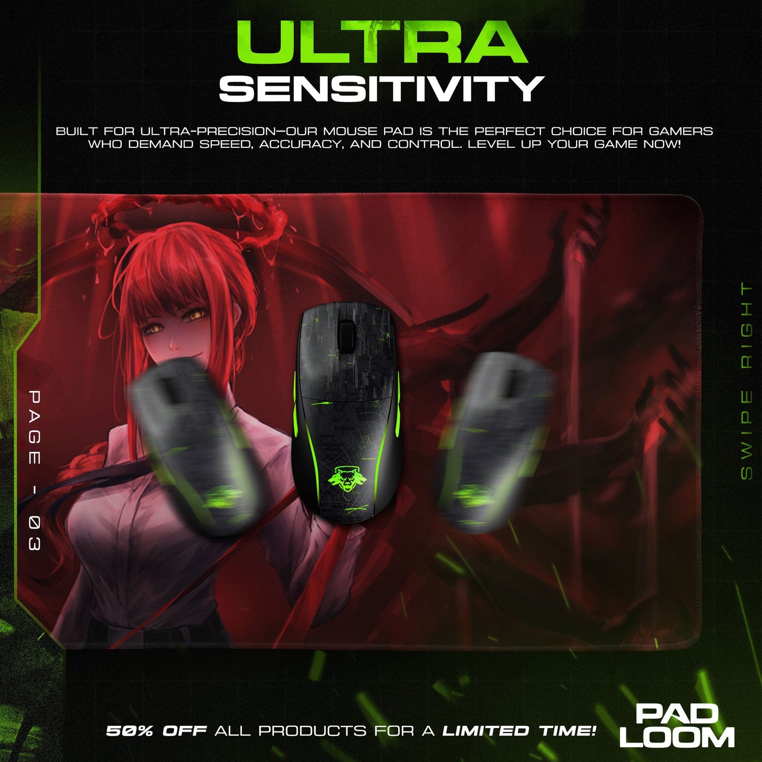 Makima Mouse Pad - Devil Control Anime Desk Mat Padloom