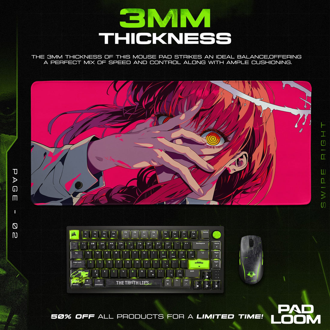 Makima Mouse Pad - Hypnotic Control Anime Desk Mat Padloom