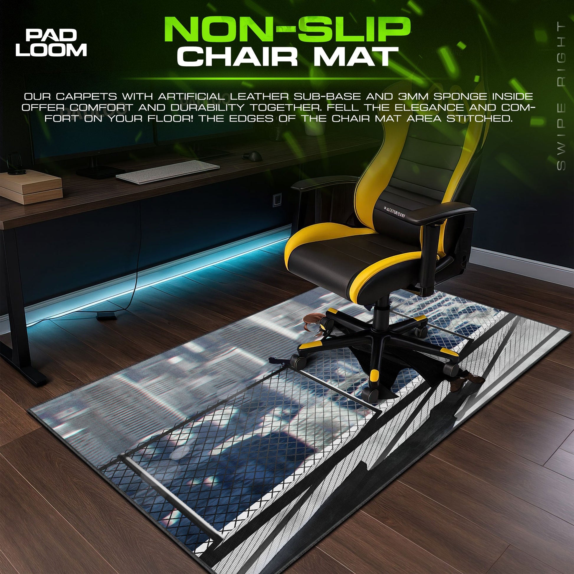Makima Rooftop Mouse Pad - Dark City Anime Desk Mat Padloom