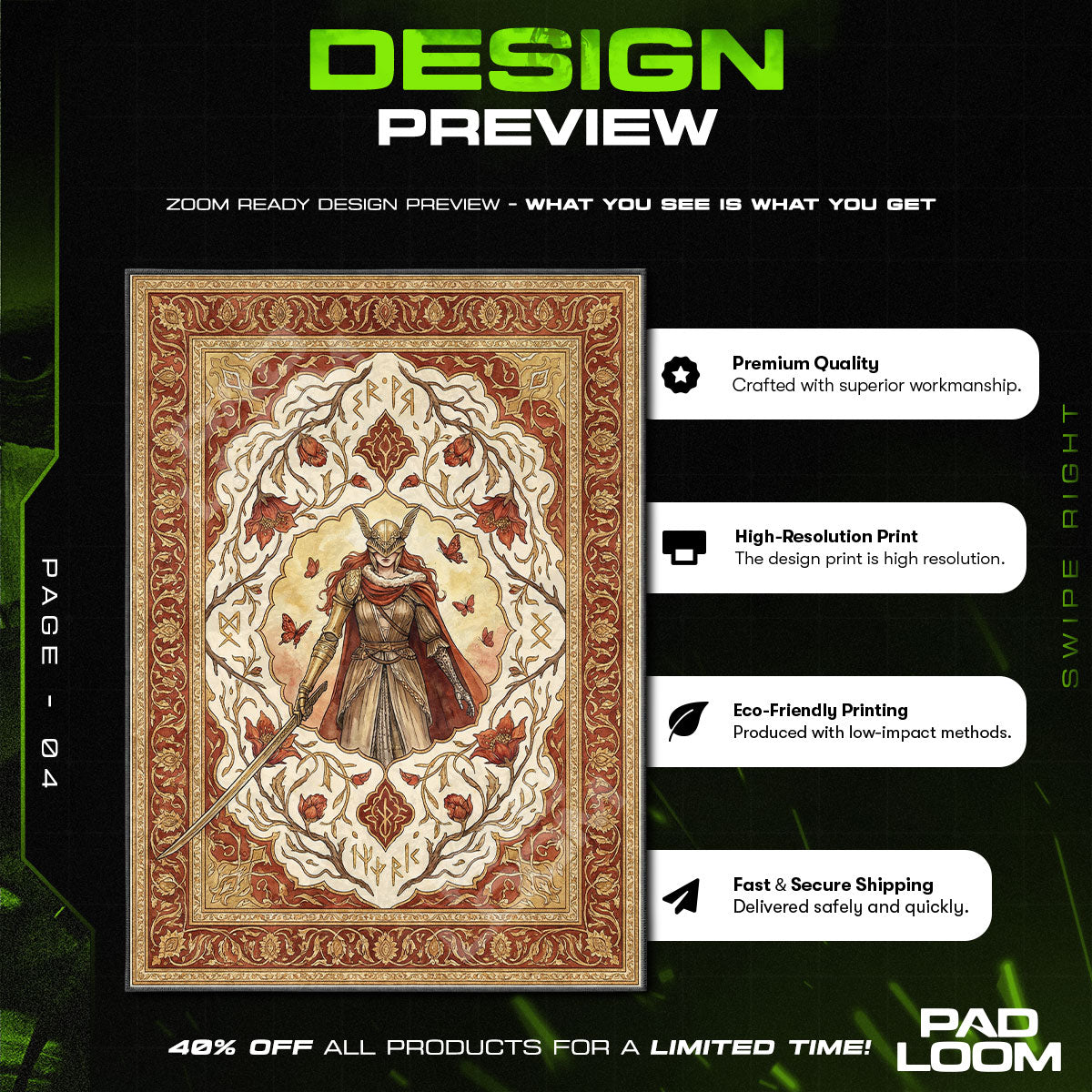 Malenia Royal Rune Rug - Elden Ring Chair Mat