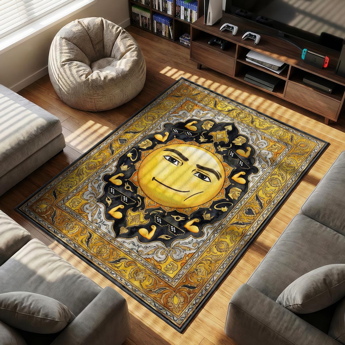 Man Face Chad Mode Rug - Roblox Chair Mat