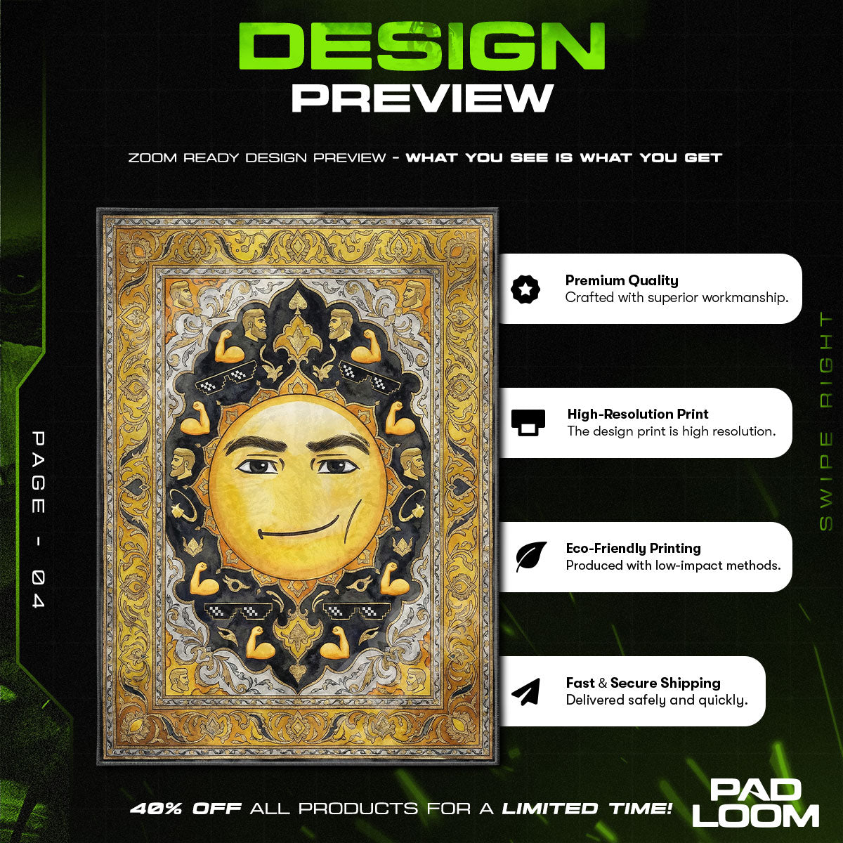 Man Face Chad Mode Rug - Roblox Chair Mat