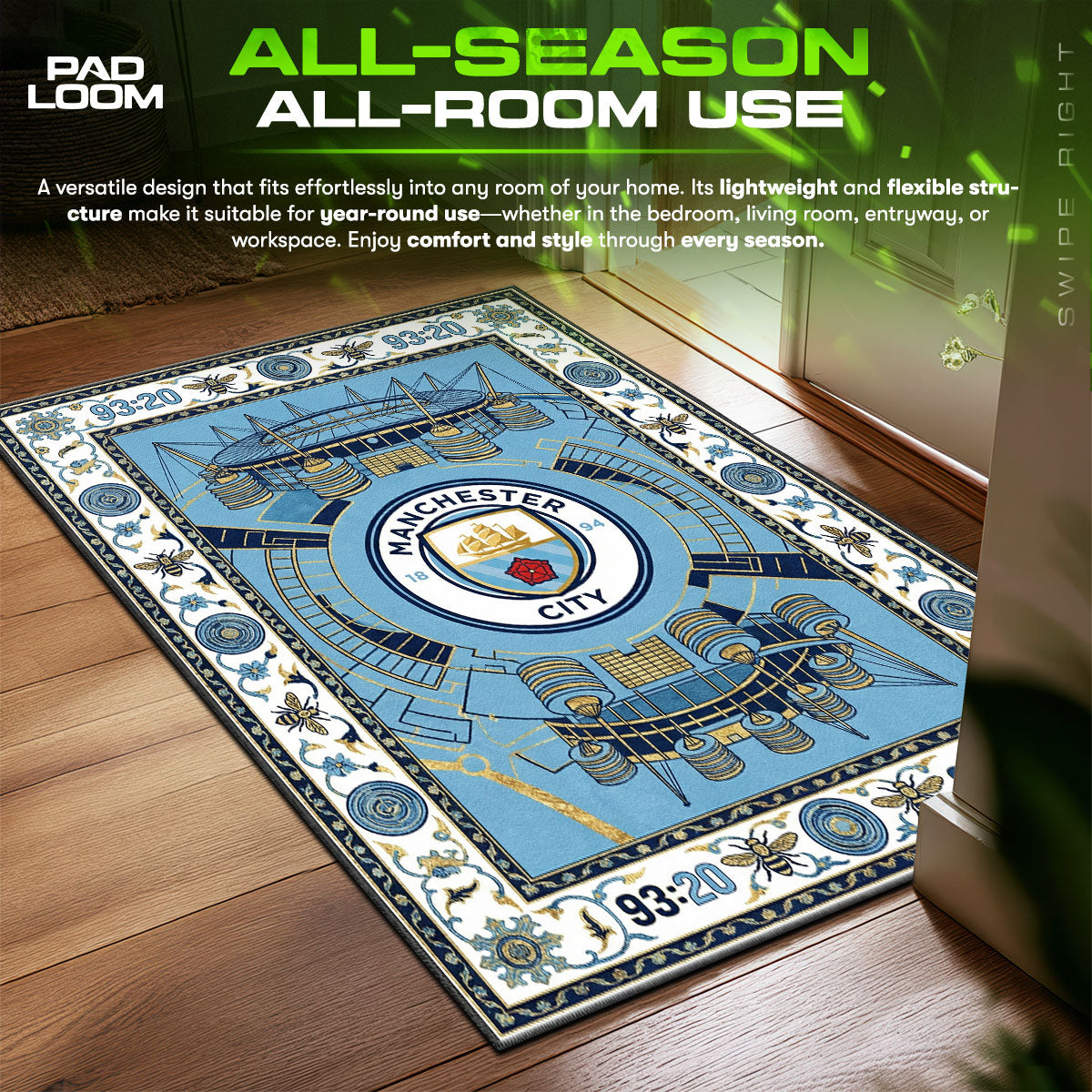 Manchester City 93:20 Streetwear fan rug — premium quality print