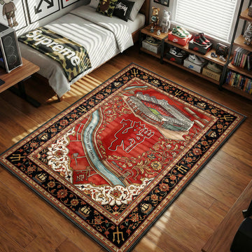 Manchester United Old Trafford stadium red black cream hypebeast area rug