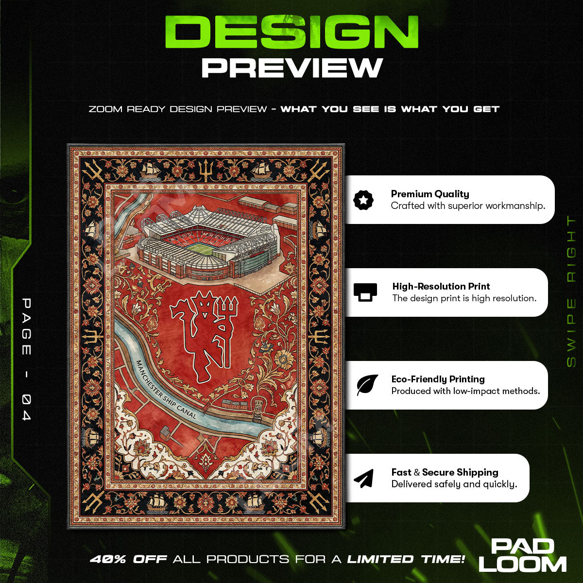 Floor character design printed on rug
