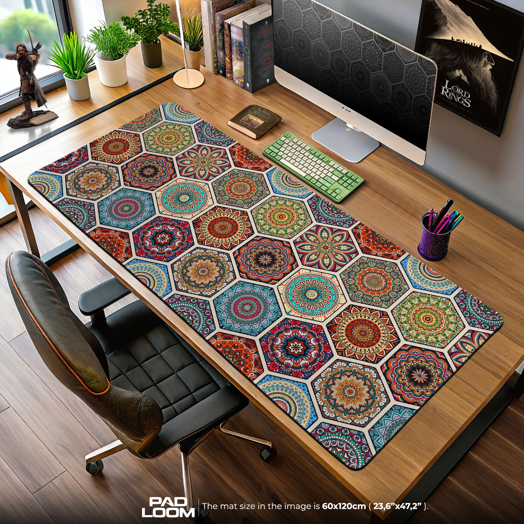 Mandala Pattern Mouse Pad, Abstract Gamer Desk Mat