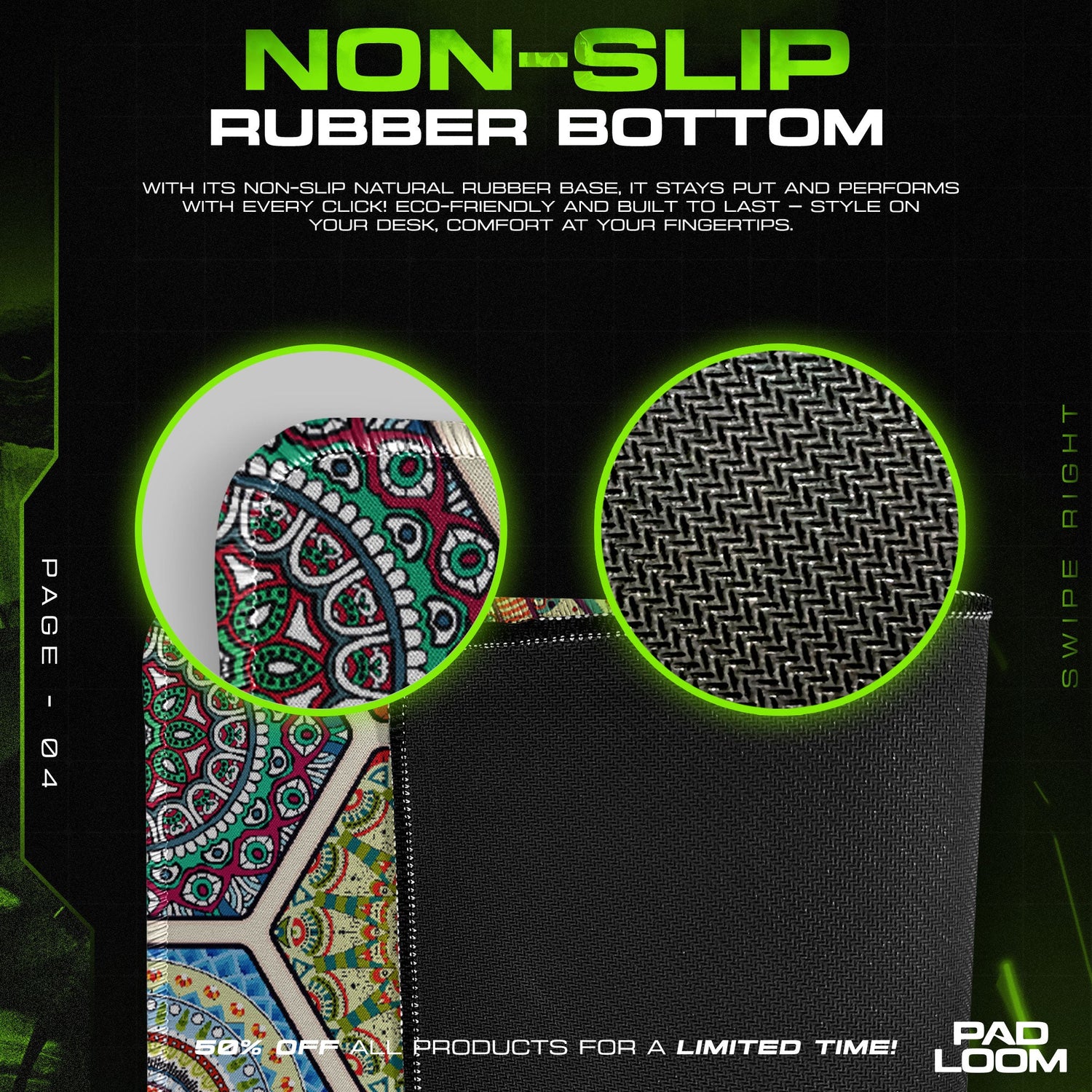 Mandala Pattern Mouse Pad, Abstract Gamer Desk Mat Padloom