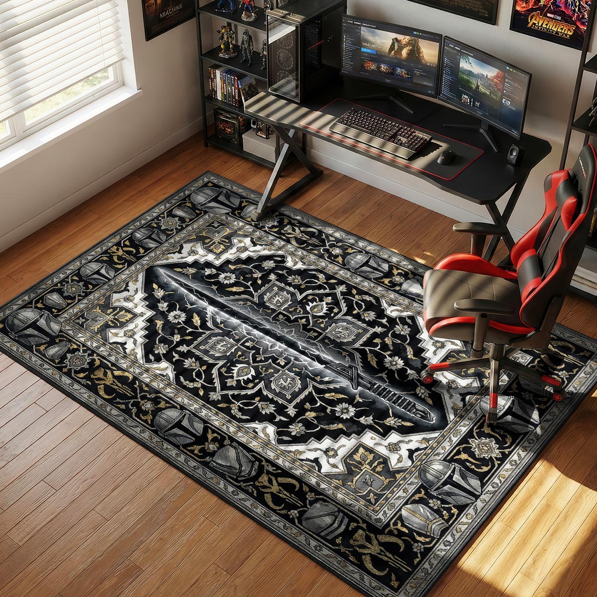 Mandalorian Darksaber Tapestry Star Wars Room rug — main product view