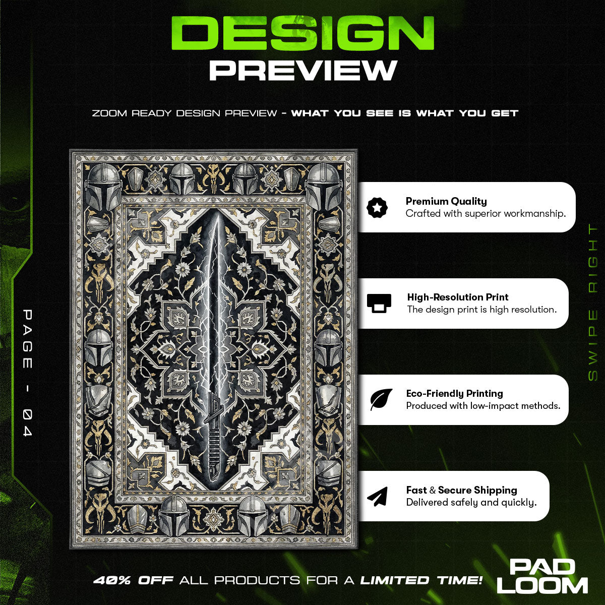 Room character design printed on rug