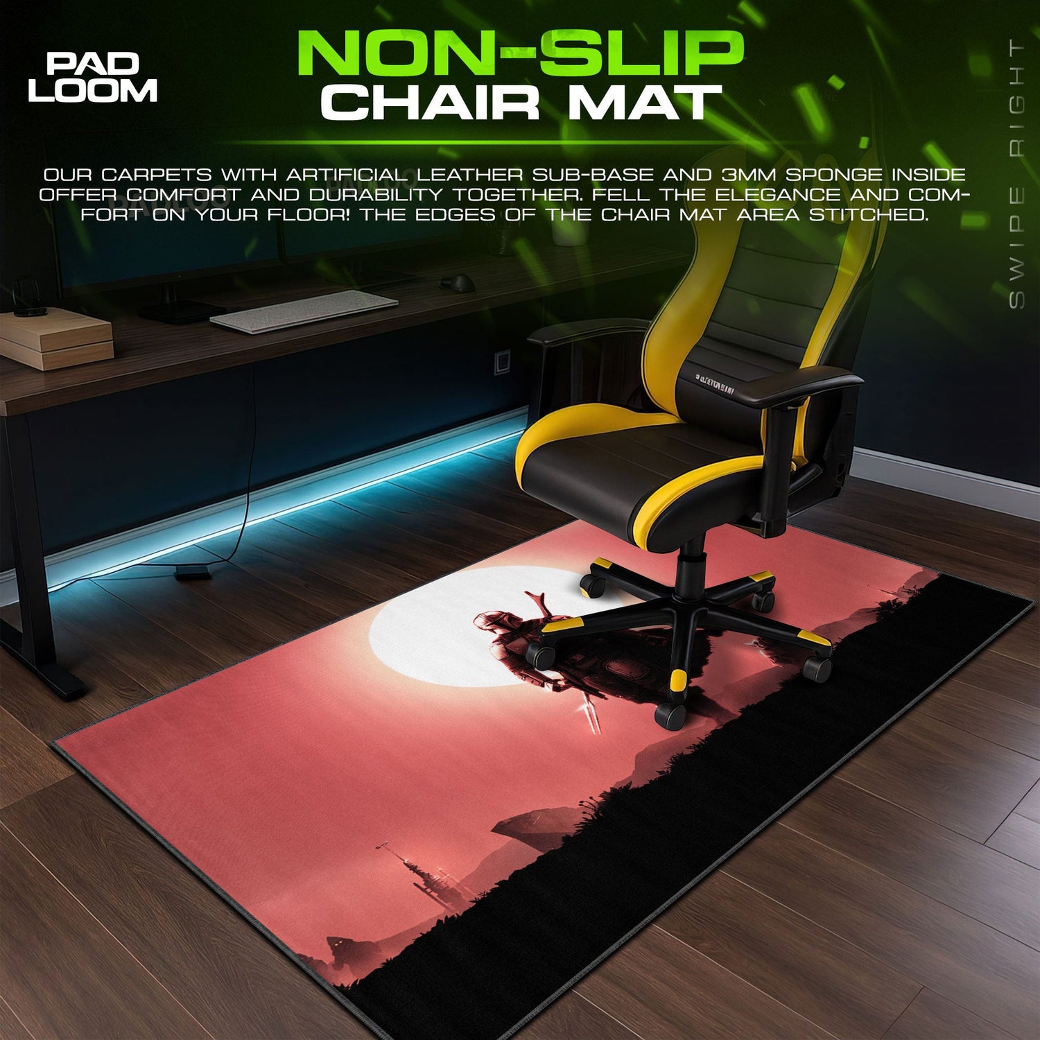 Mandalorian Sunset Mouse Pad, Star Wars Gamer Desk Mat Padloom