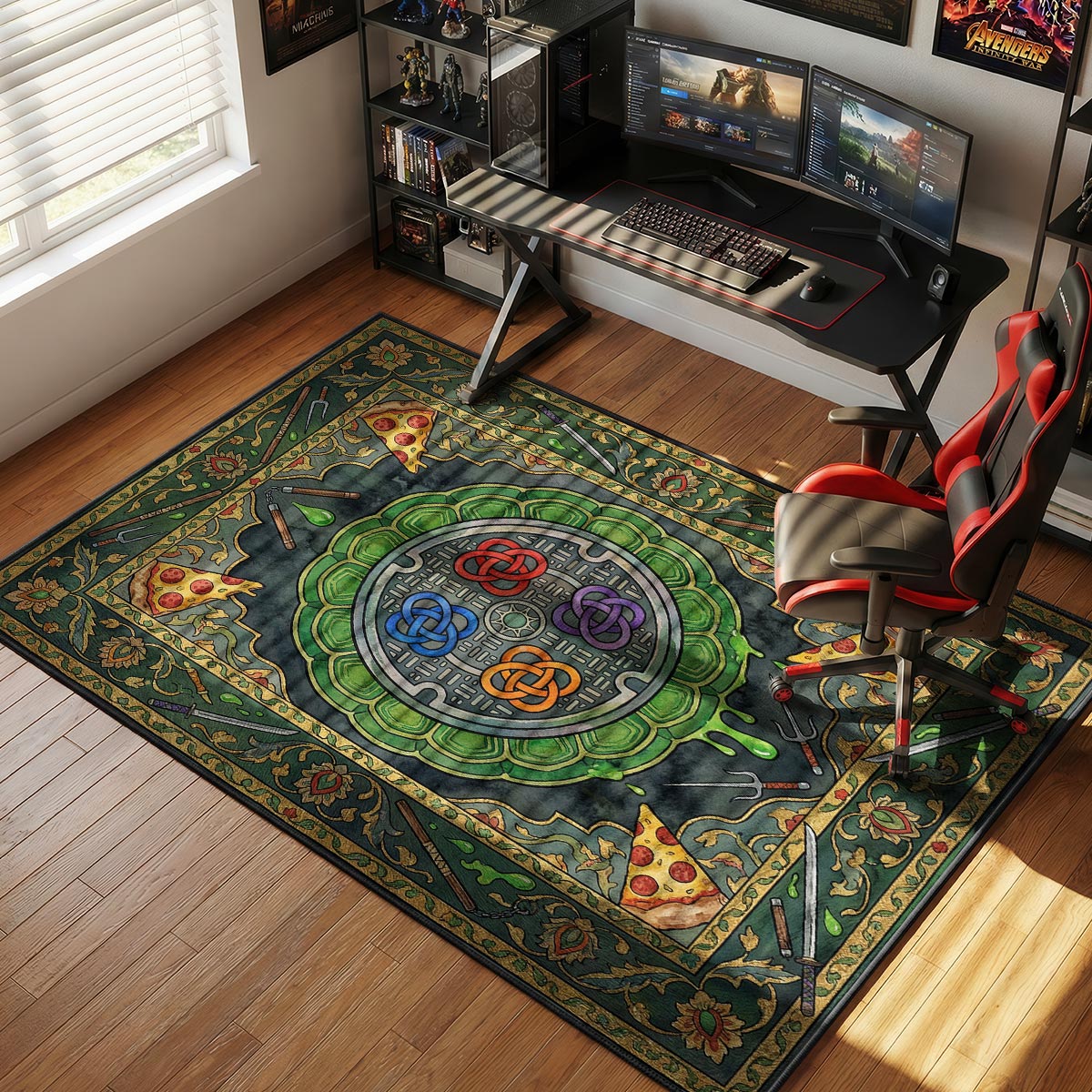 Manhole Cover Ooze Ninja Turtles Room rug — main product view