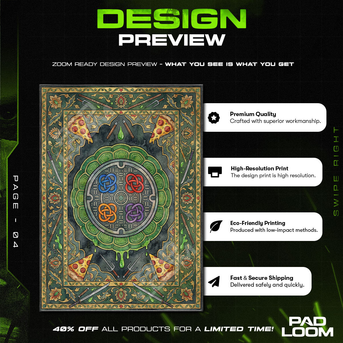 Room character design printed on rug