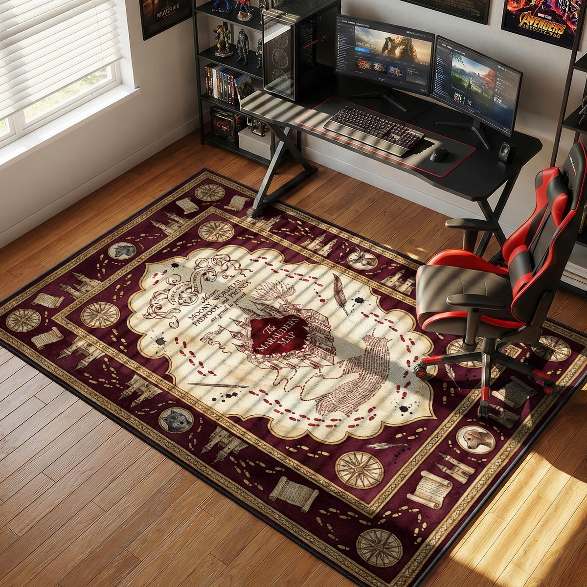 Marauder's Map Mischief Managed Harry Potter Room rug — main product view