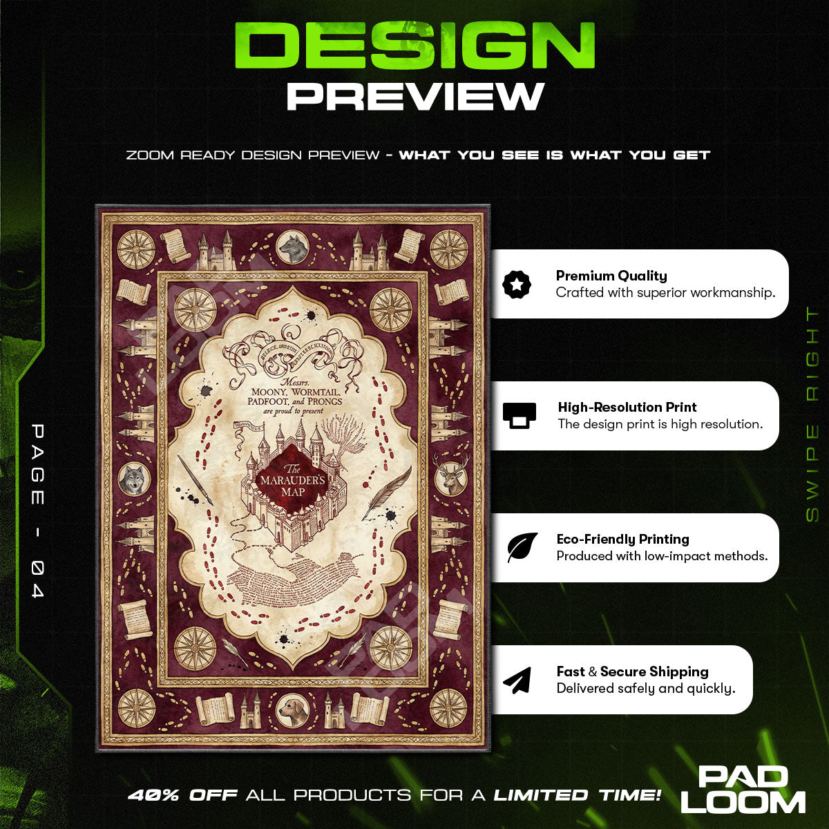 Room character design printed on rug