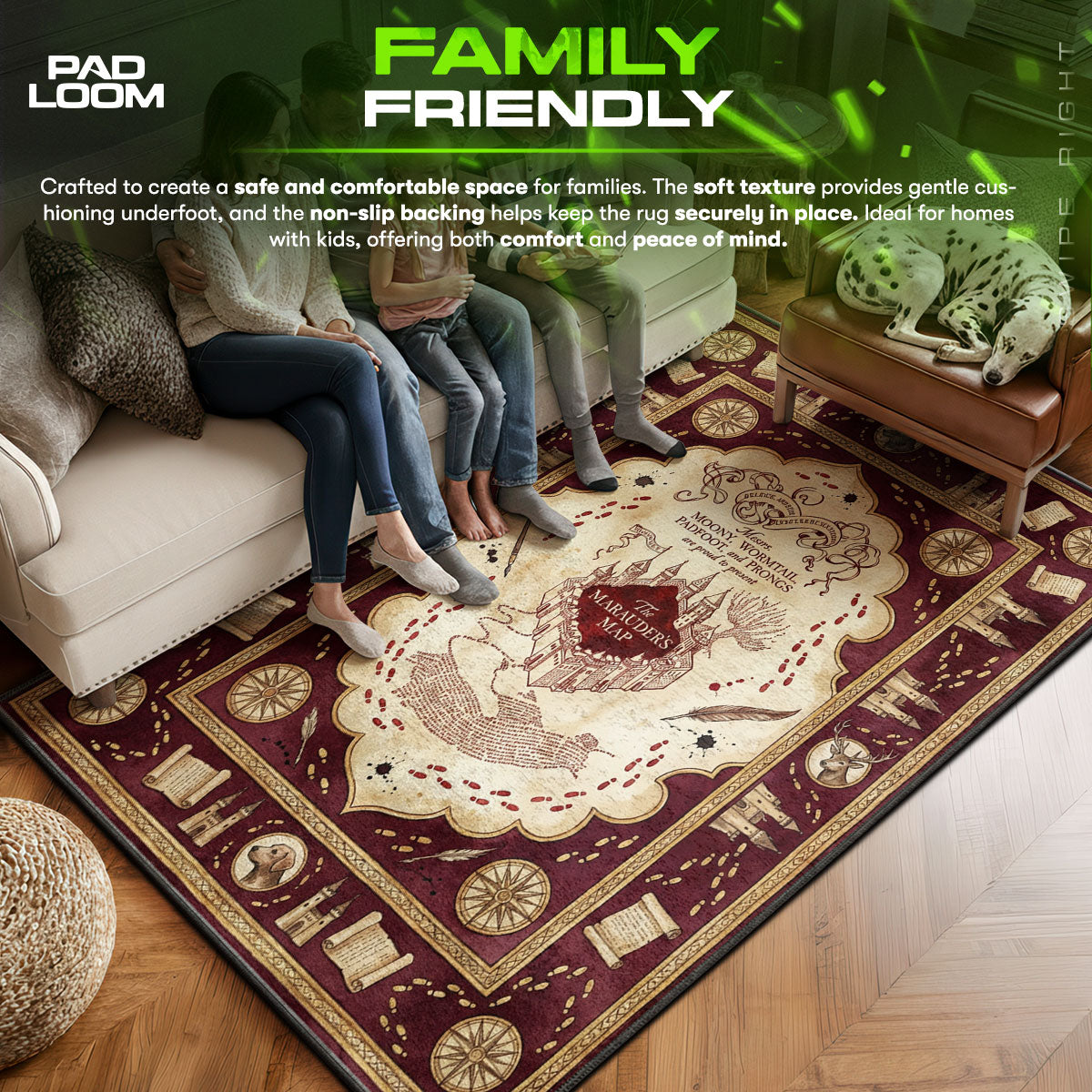 Marauder's area rug showing full home decor artwork