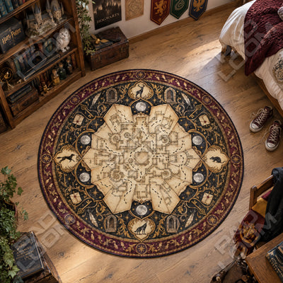 Marauders Map Moonlit Round Rug - Harry Potter Chair Mat