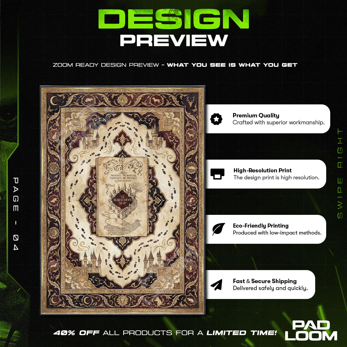Room character design printed on rug