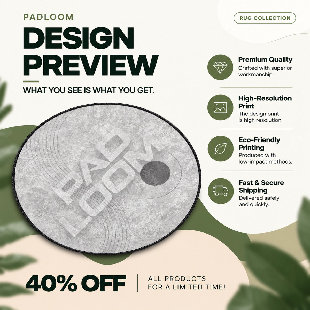 Marmor-Eklipse runder Teppich – Designvorschau