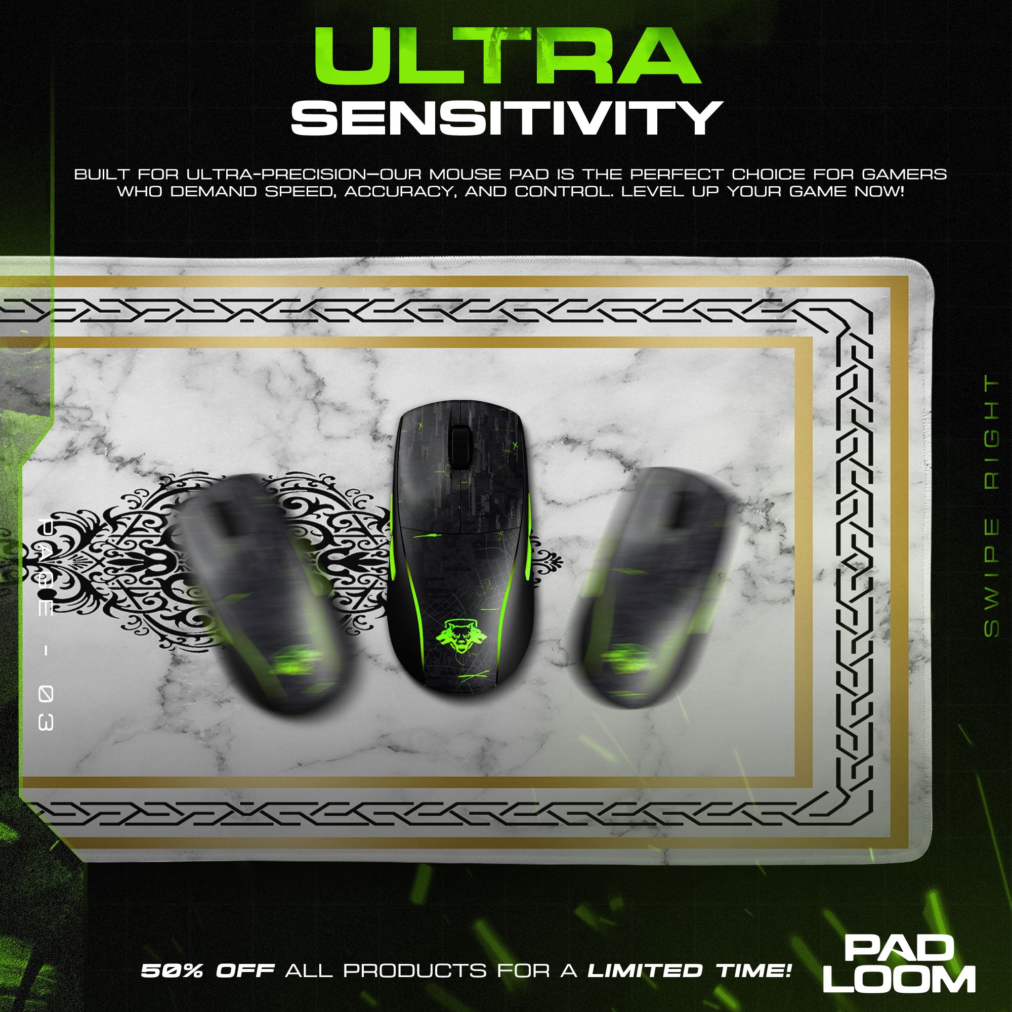 Marble Ornamental Mouse Pad, Modern Gamer Desk Mat