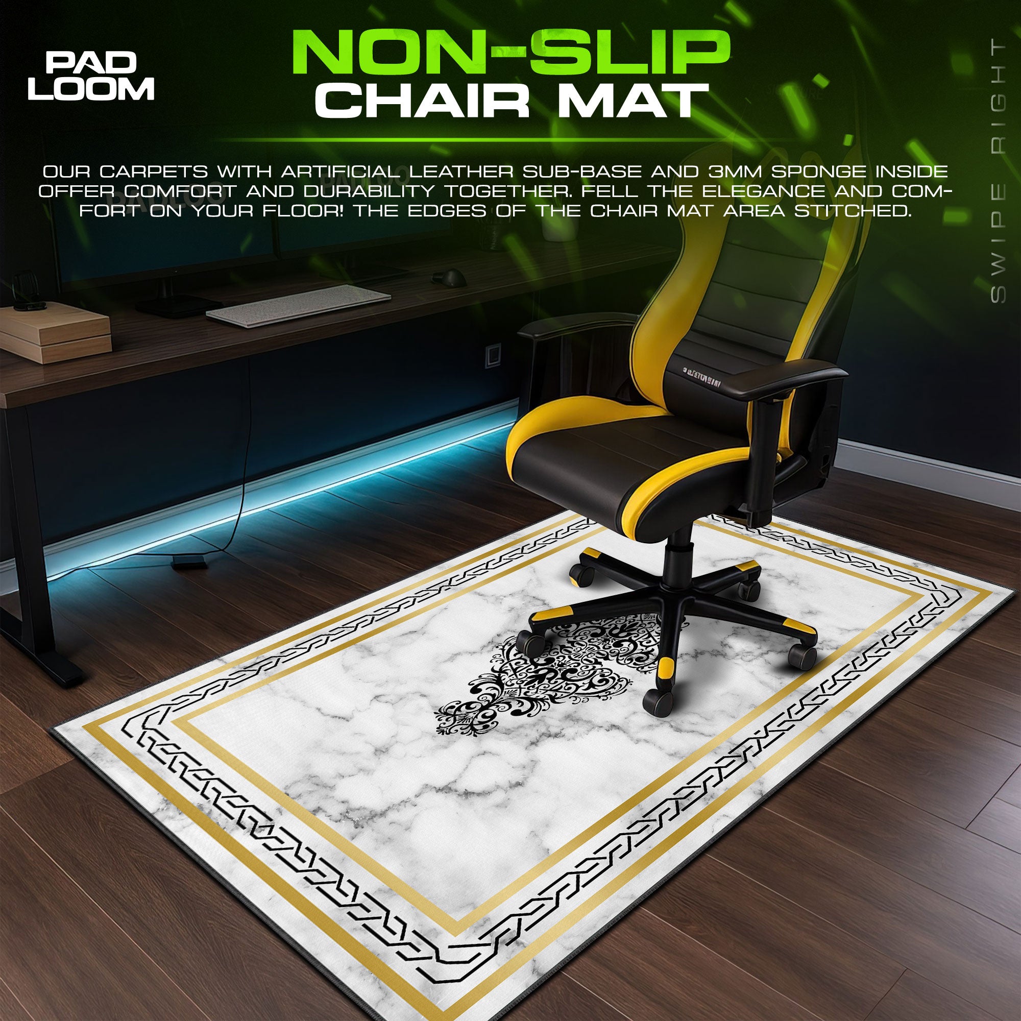 Marble Ornamental Mouse Pad, Modern Gamer Desk Mat