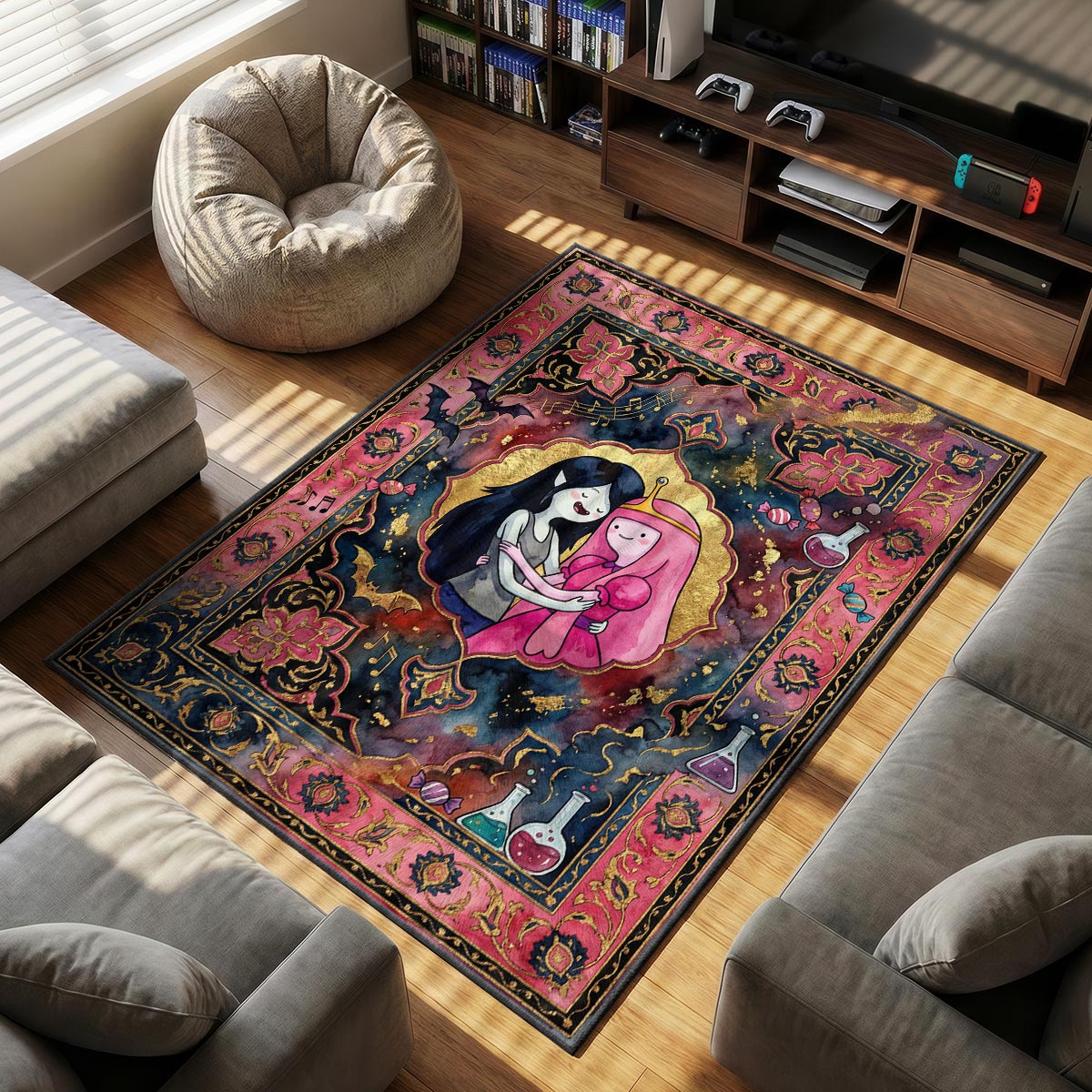 Marceline & themed area rug for home decor fans