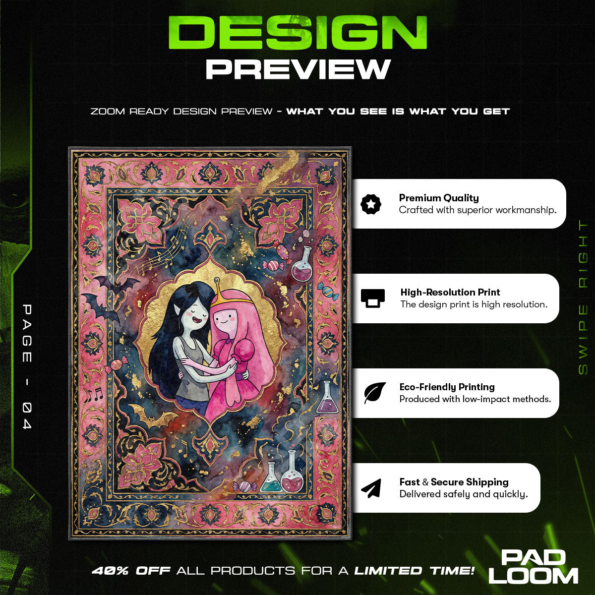 Room character design printed on rug