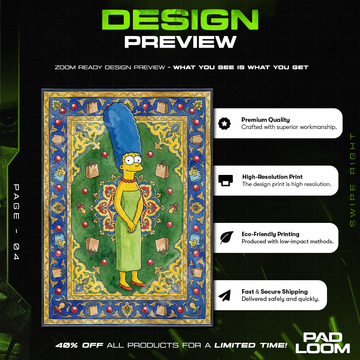 Room character design printed on rug