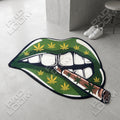 Marijuana Lips shaped area rug, die-cut man cave rug