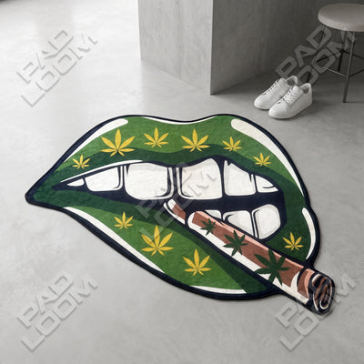 Marijuana Lips Rug - Shaped Man Cave Area Rug