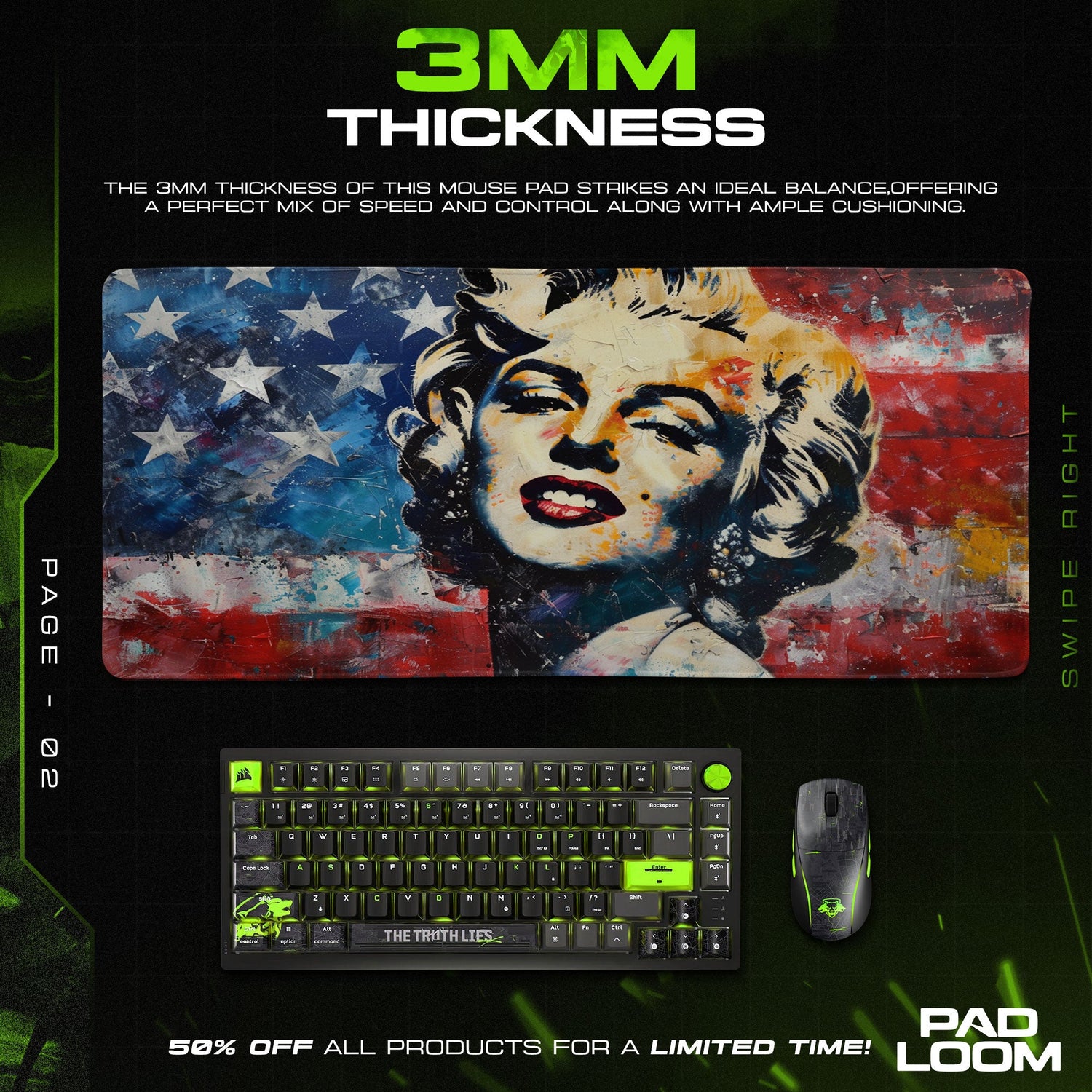 Marilyn Monroe Pop Art Mouse Pad, Iconic Artistic Desk Mat Padloom