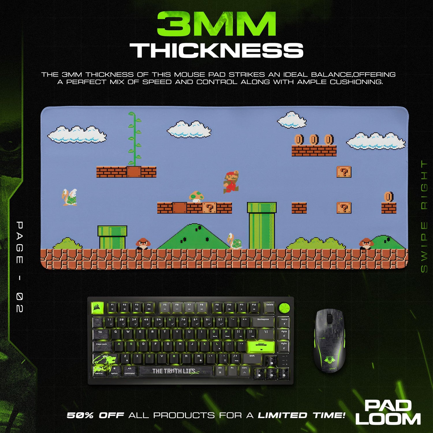 Mario Classic Level Mouse Pad, Retro Game Desk Mat Padloom