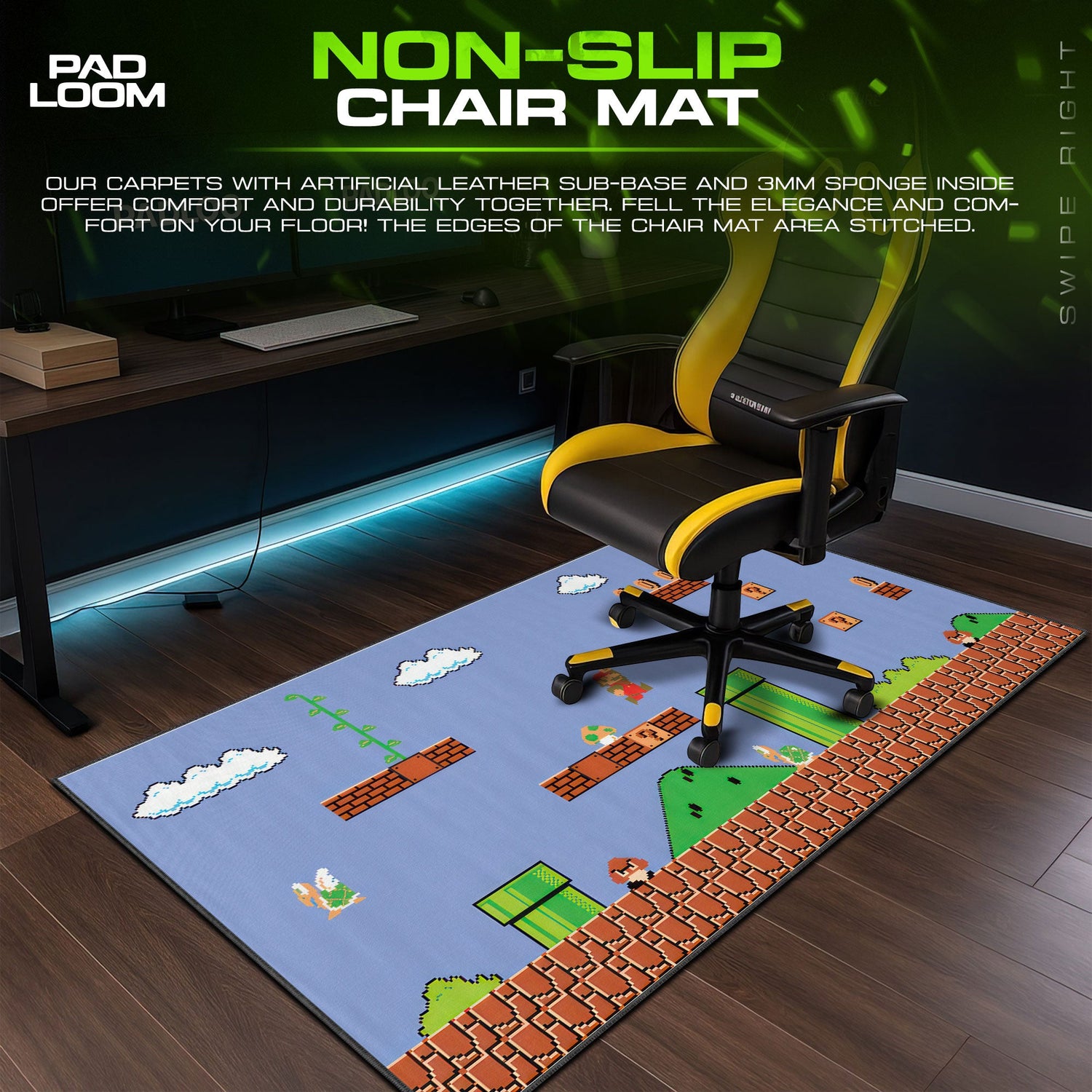 Mario Classic Level Mouse Pad, Retro Game Desk Mat Padloom