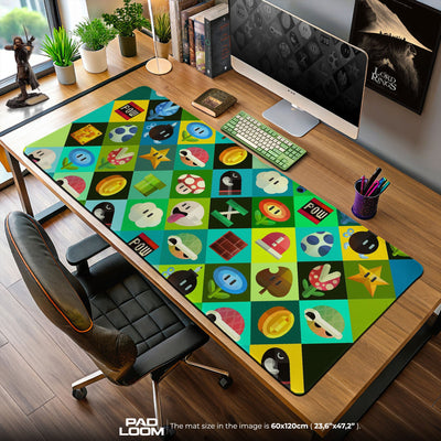 Mario Mouse Pad, Power-Up Icons Gamer Desk Mat